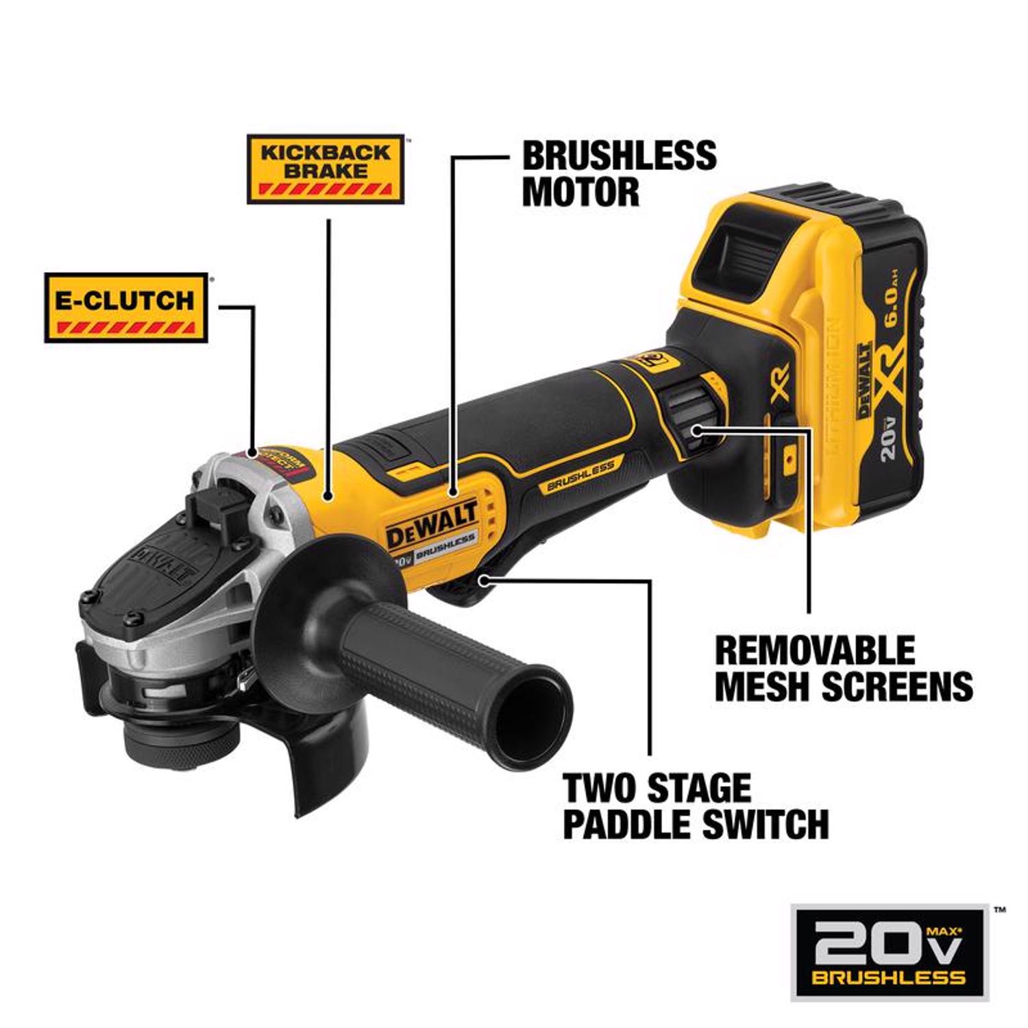 DW 20V MAX Cordless 4-1/2 in. Small Angle Grinder Kit (Battery)