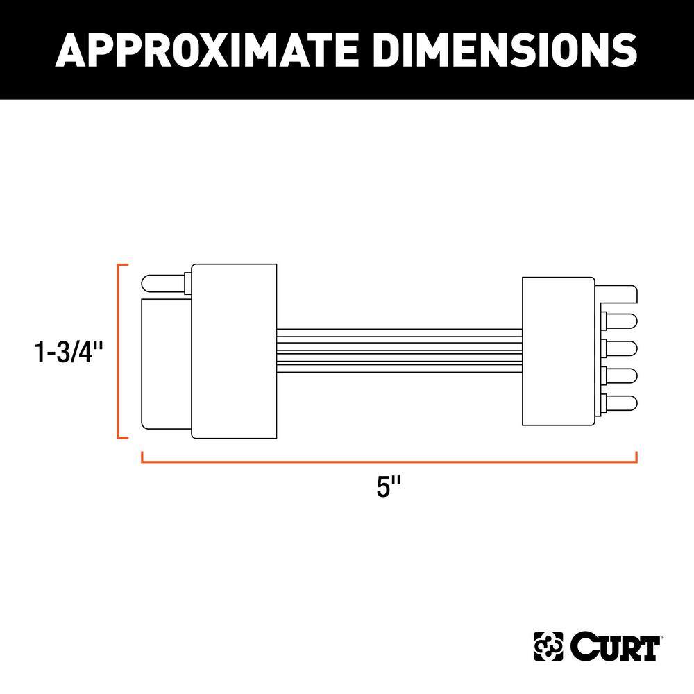 CURT Electrical Adapter 4-Way Flat Vehicle to 5-Way Flat Trailer 57187