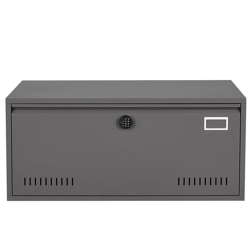 Modern Electronic Digital Lateral Dark Gray File Cabinet with Hanging Rod for letter XD39652945