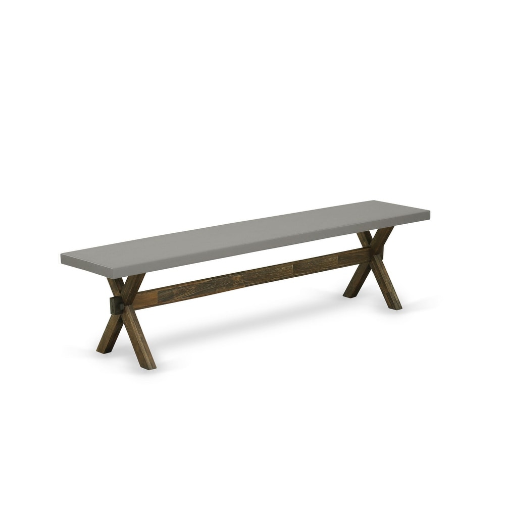 East West Furniture X Style Modern Dining Bench with Wooden Seat(Finish Options)