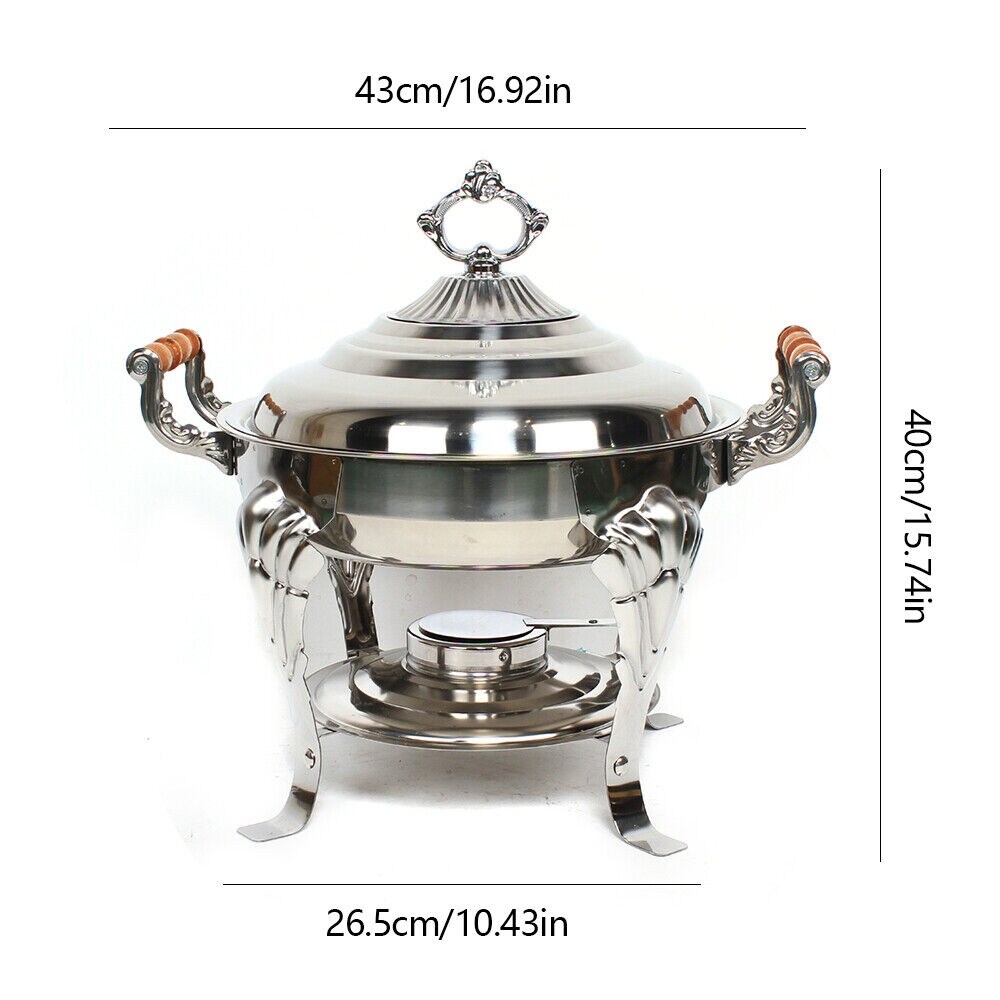 Stainless Steel Round Chafing Dish 4 Quart Serving Buffet Warmer