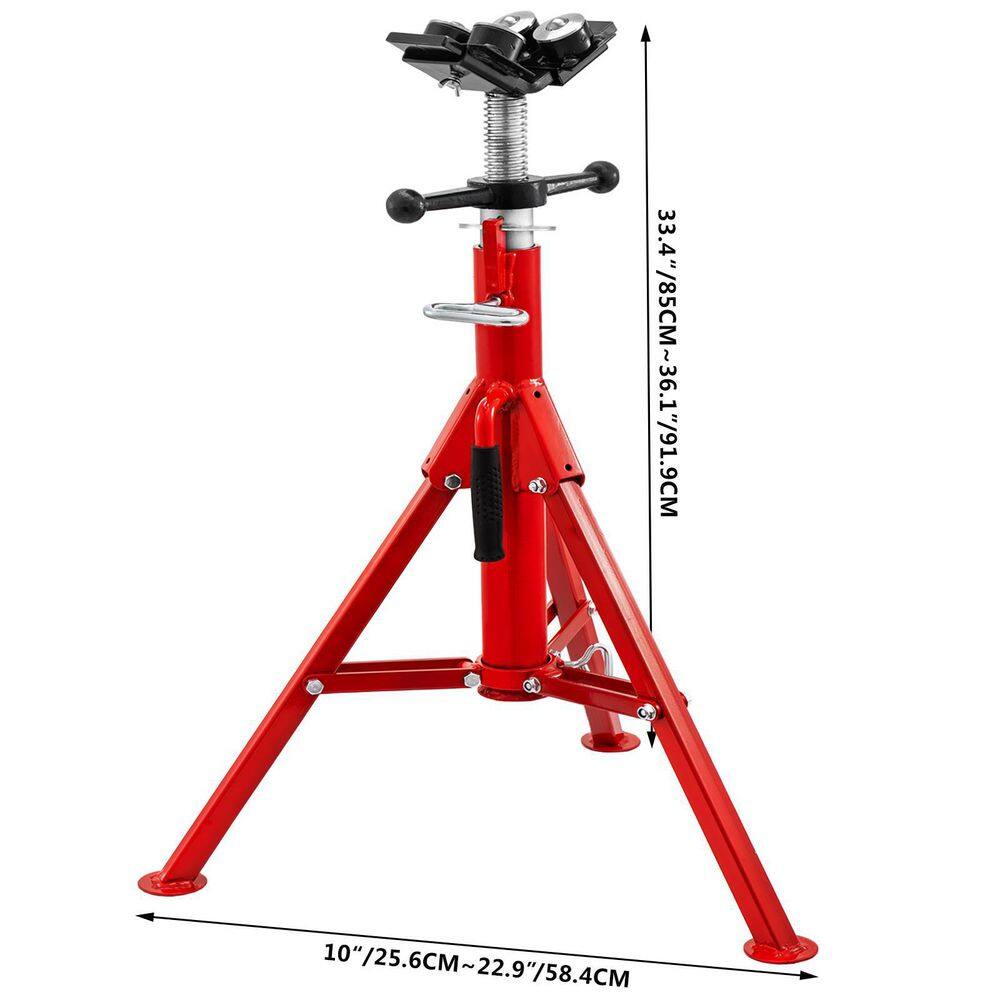 VEVOR Pipe Jack Stand 1500 lbs. Load Welding Stand Jack 28 in. to 52 in. Height with 4-Ball Transfer V-Head for 107A-Type Pipe JJ1107A4YTGJVX001V0