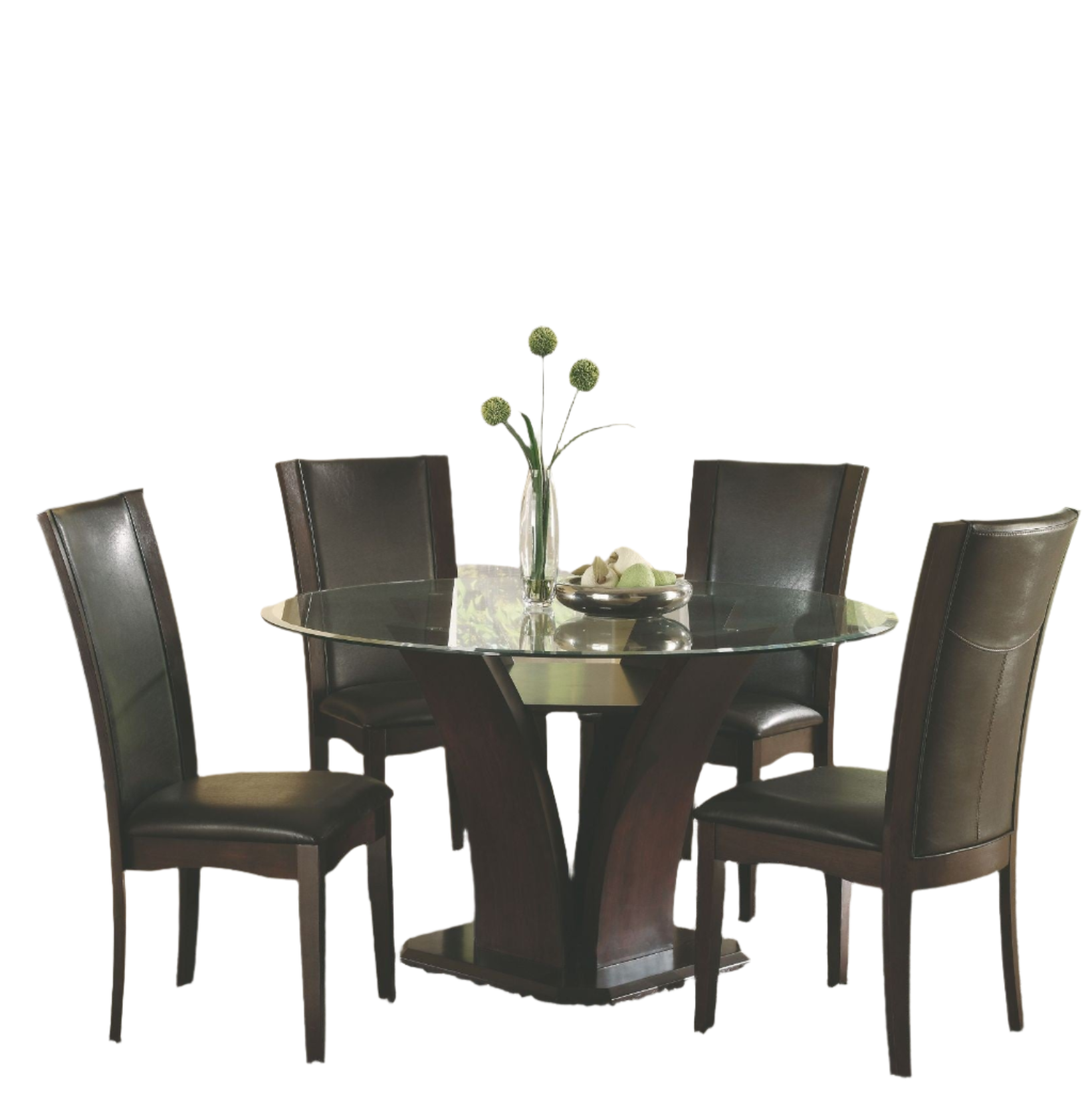 Daisy Glass Table and 4 Side Chairs