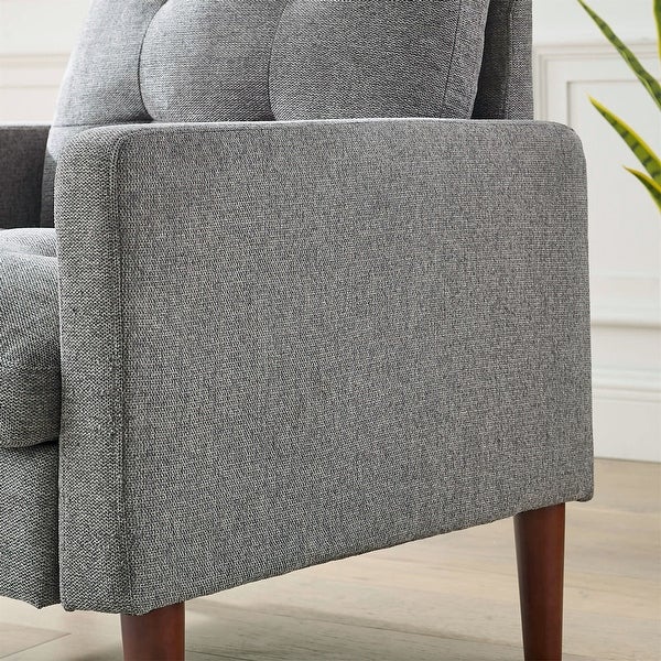 Modern Fabric Tufted Living Room Chair Armchair with Solid Wood Legs - 32