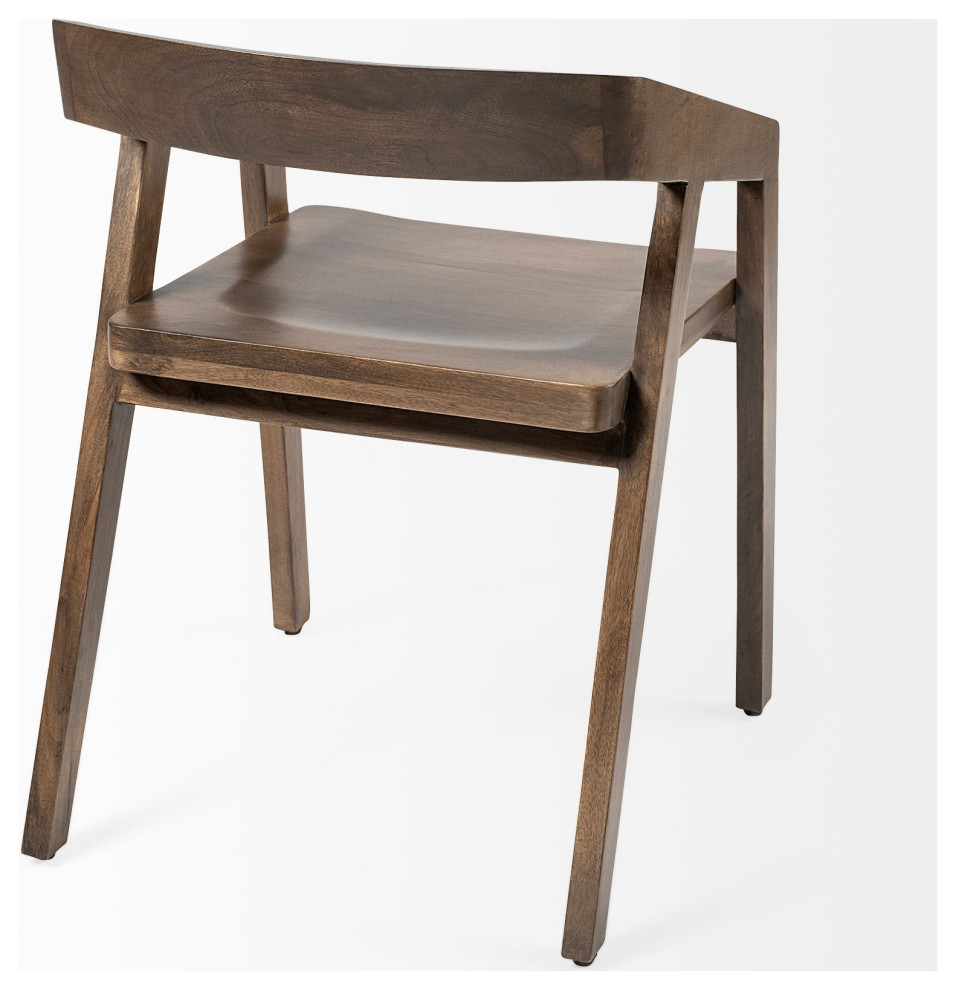 HomeRoots Brown Solid Wood Dining Chair   Midcentury   Dining Chairs   by VirVentures  Houzz