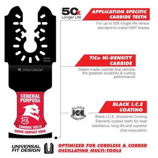 DIABLO 1-14 in. Universal Fit Carbide Oscillating Blades for General Purpose Cuts (3-Pack) DOU125CGP3