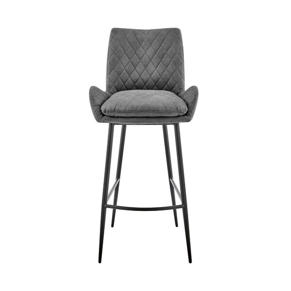 Panama Counter or Bar Height Stool in Charcoal Fabric and Black Finish