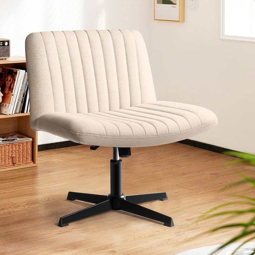 BOSSIN Armless Office Desk Chair No Wheels Fabric Padded Modern Swivel Vanity Chair