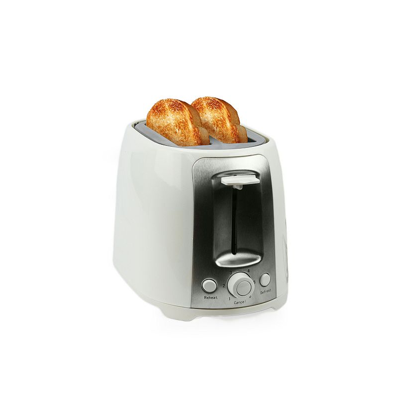 Brentwood 2 Slice Cool Touch Toaster in White and Stainless Steel