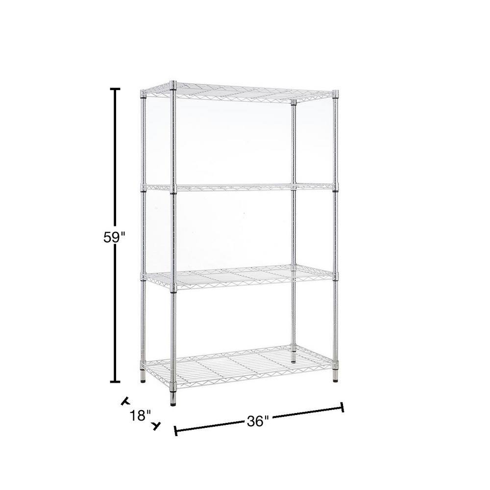 mzg 4-Tier Chrome Utility Wire Shelving Unit (18 in. x 59 in. x 36 in.) E4590150OH401LB