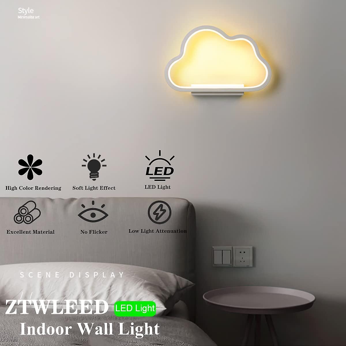 20w Led Indoor Wall Light，cloud Shape，dimmable Tricolor，ra85(white)