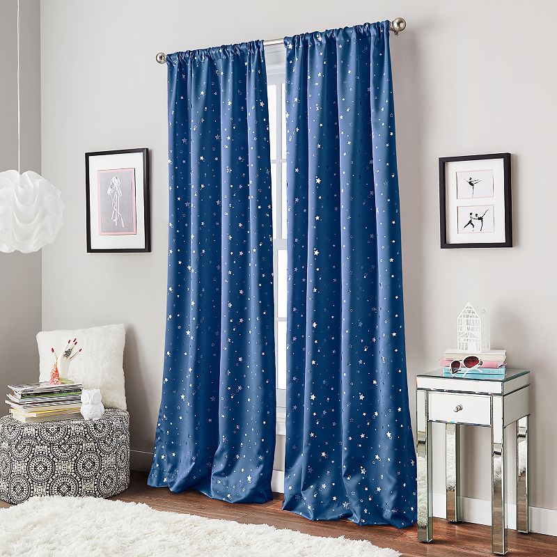 Window Curtainworks 1-Panel Starry Night Room Darkening Window Curtain