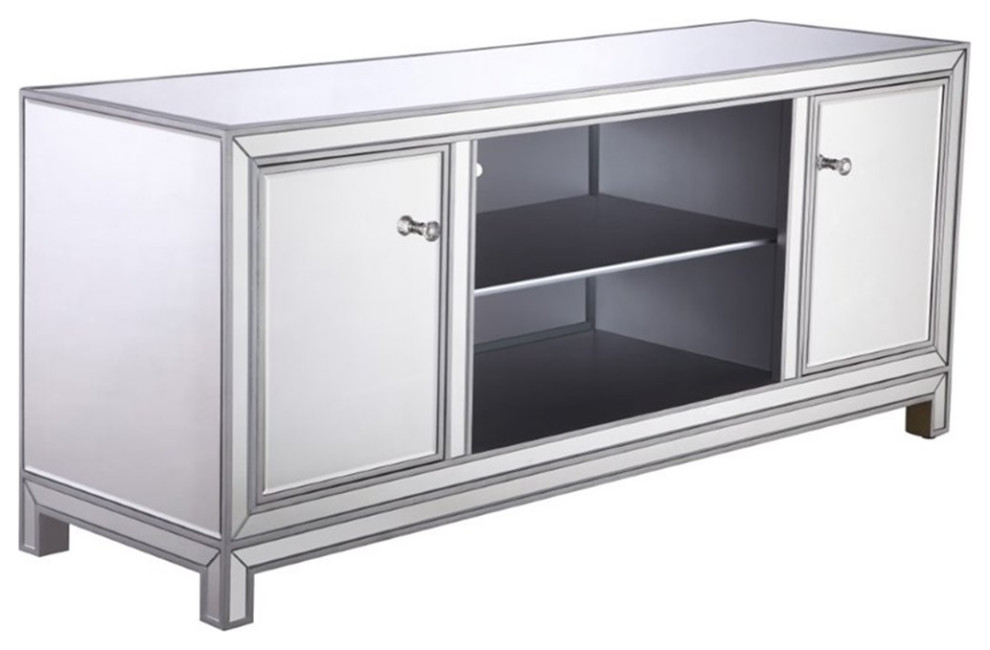 Pemberly Row Modern Glass TV stand for TVs up to 60 quotin Antique Silver   Transitional   Entertainment Centers And Tv Stands   by Homesquare  Houzz