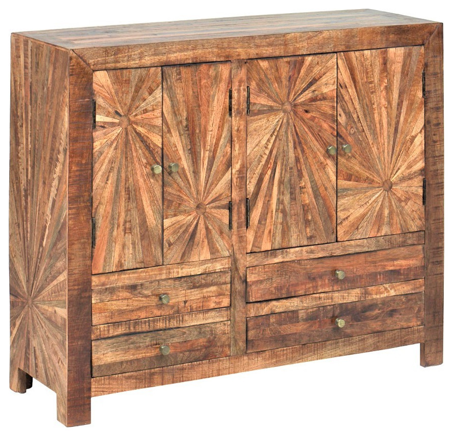 40 quotReclaimed Mango Wood Small Accent Cabinet with 2 Drawers and 2 Doors   Rustic   Accent Chests And Cabinets   by Sideboards and Things  Houzz