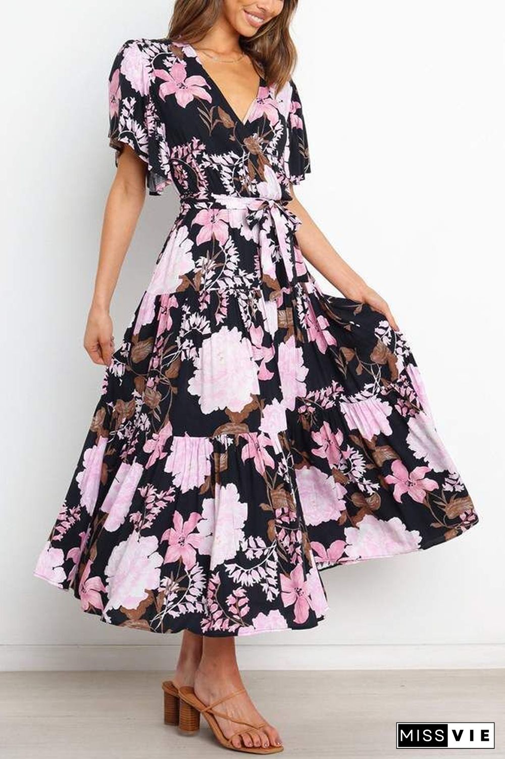 Sunshine Grace Floral Midi Dress