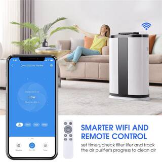 Aoibox Smart Air Purifier with H13 True HEPA Filter for Large Homes up to 3000 sq. ft. with Movable wheel Wisdom WiFi SNMX4229