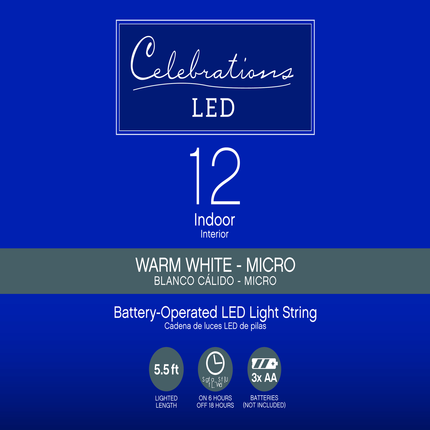 Celebrations LED Micro/5mm Clear/Warm White String Christmas Lights