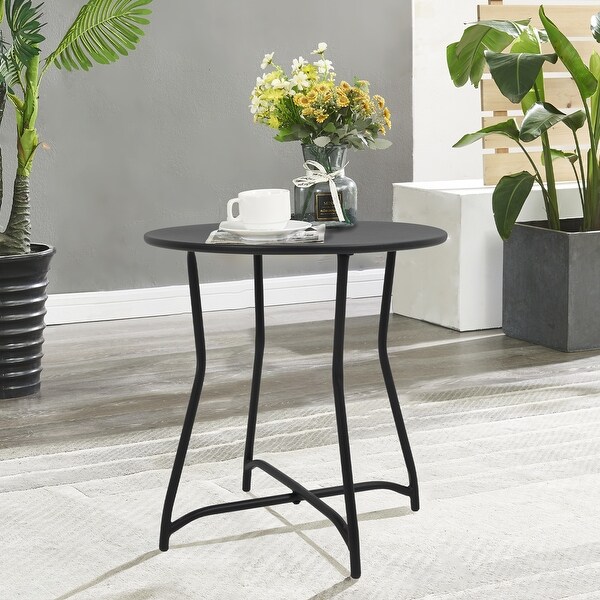 Round Patio Metal Side Snack Table