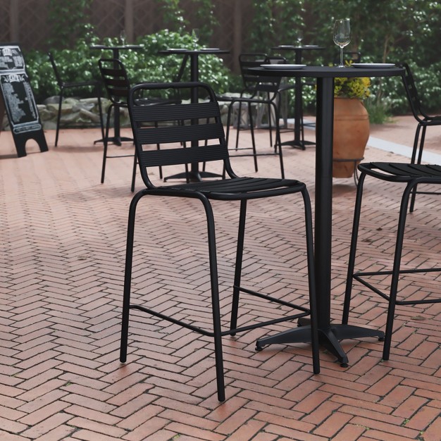 Flash Furniture Lila Commercial Metal Indoor outdoor Restaurant Bar Height Stool With Metal Triple Slat Back