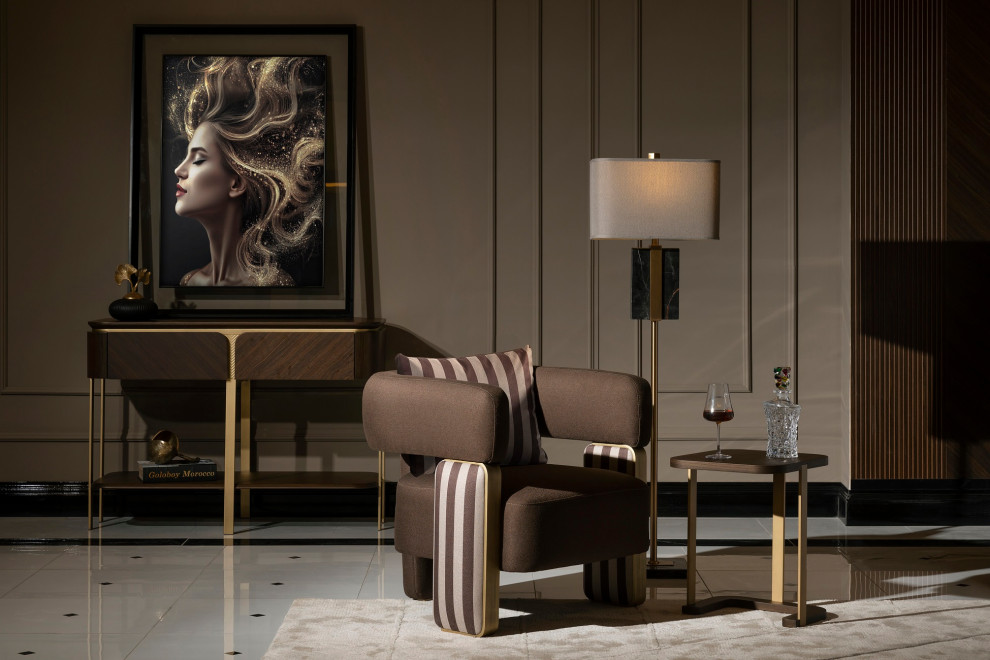 Amora Accent Chair Brown/Eggshell Walnut   Contemporary   Armchairs And Accent Chairs   by Michael Amini  Houzz