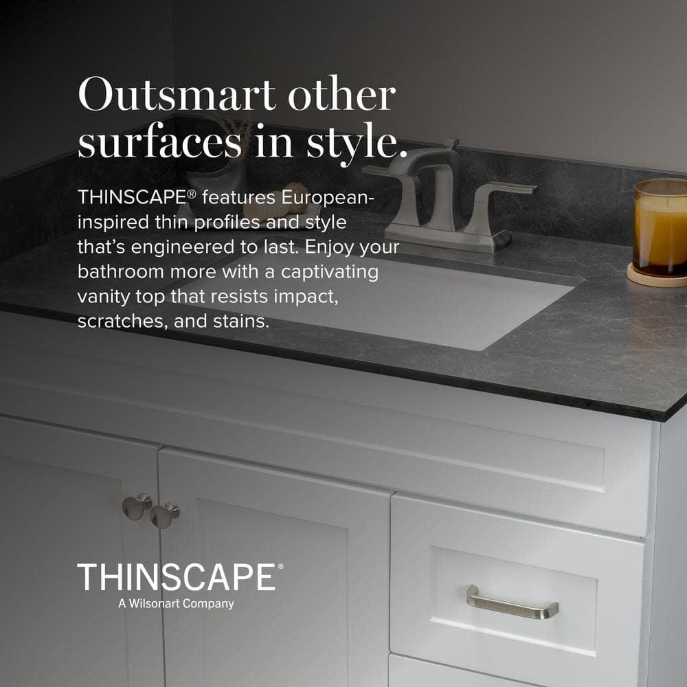 THINSCAPE 61 in W x 22 in Vanity Top in Black Amani with White Rectangle Single Sink and Single Hole for Faucet