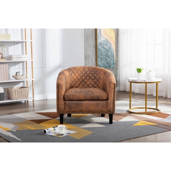 Barrel Accent Chair with Arms Microfiber Club Chairs Bucket Chair Upholstered Tub Chair for Living Room Bedroom