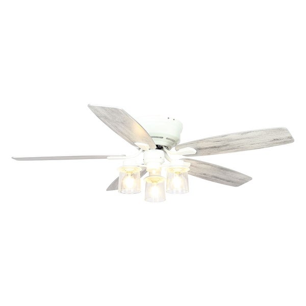 52-inch Beach Wood 5-Blade Flush Mount Ceiling Fan with Remote Shopping - The Best Deals on Ceiling Fans | 37966069