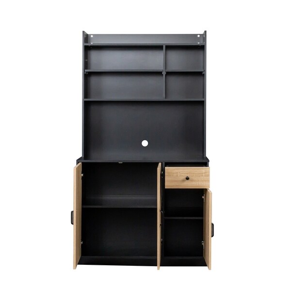 Modern High Wardrobe Cabinet，with 3 Doors，1 Drawer and 1 Open Shelves - - 37291766