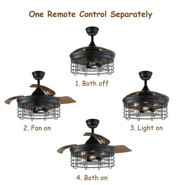 Oaks Aura 42In Industrial 3-blade retractable Cage Ceiling Fan with Remote Control Shopping - The Best Deals on Ceiling Fans | 40245053