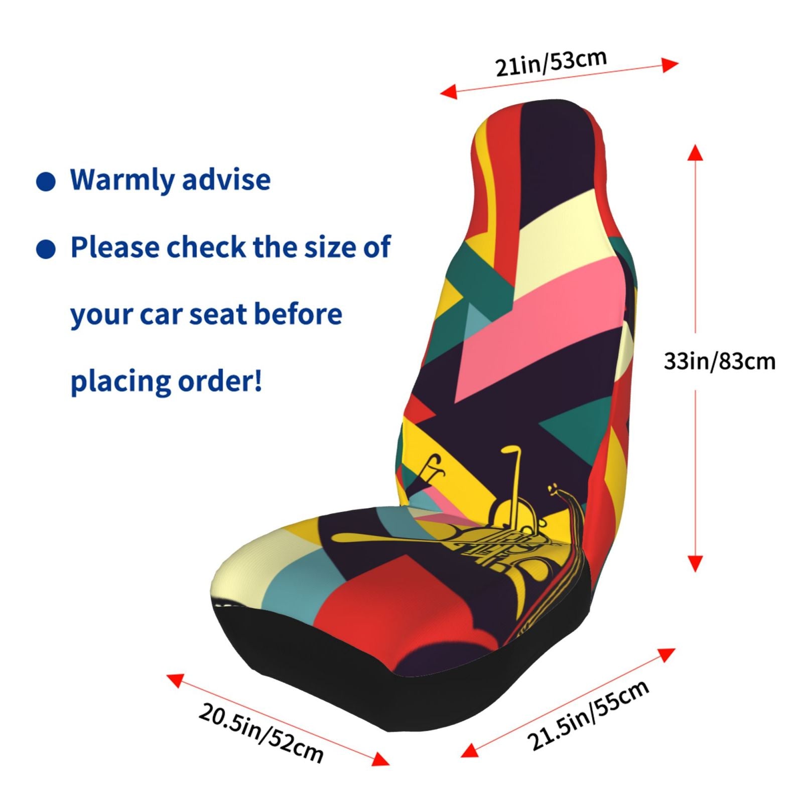 TEQUAN Front Seat Covers， Abstract Jazz Notes Pattern 2 Piece Car Seat Cover Fit Most Car SUV Truck Van