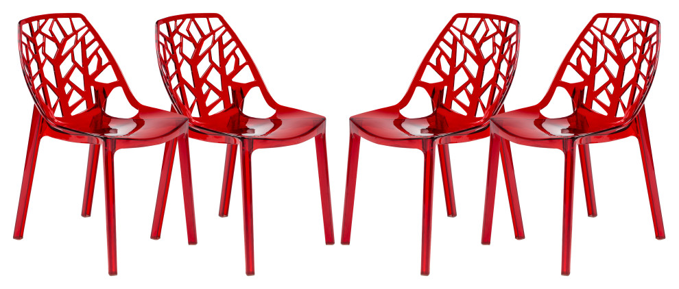 LeisureMod Modern Cornelia Dining Chair  Set of 4  Transparent Red  C18TR4   Contemporary   Outdoor Dining Chairs   by LeisureMod  Houzz