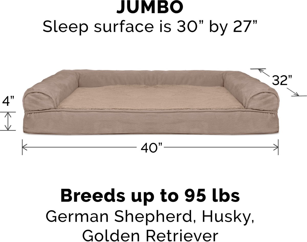 FurHaven Plush and Suede Orthopedic Sofa Cat and Dog Bed