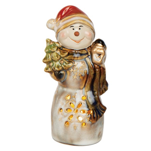 Transpac Ceramic 5 51 In Green Christmas Light Up Accent Snowman Decor