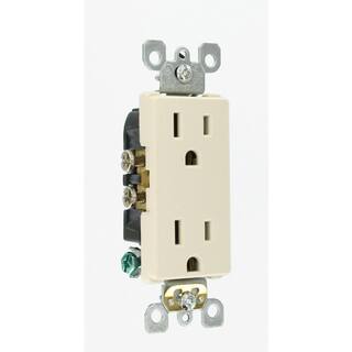 Leviton Decora 15 Amp Residential Grade Self Grounding Duplex Outlet Light Almond R56-05325-0TS