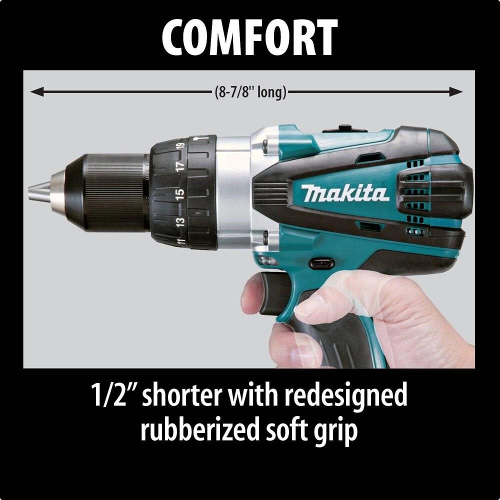 Makita LXT 18 Volt Lithium-Ion Cordless 1/2 in. Hammer Driver-Drill Kit XPH03MB from Makita