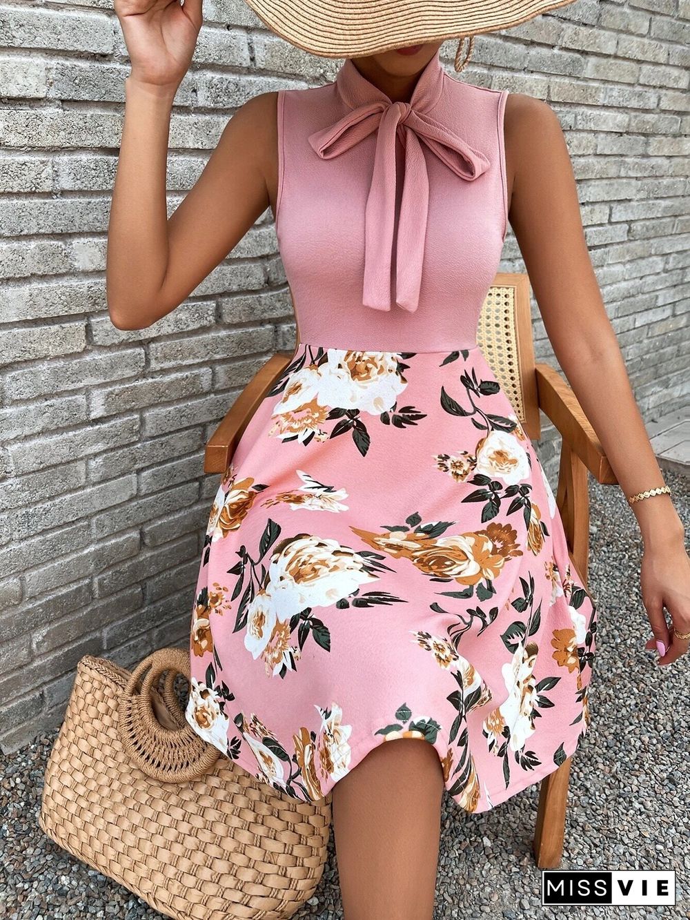 Women's Summer Dress New Print Floral Print Sleeveless Bodycon Dress High Waist Boho Beach Dress Vestido Feminino