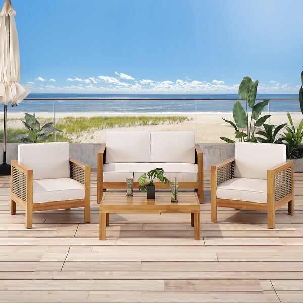 Linwood 4piece Acacia Wood Patio Chat Set by Christopher Knight Home