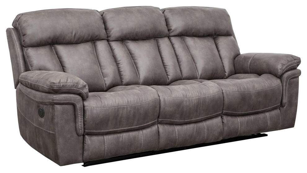 Power Reclining Sofa  Extra Padded Seat  ampBack With Pillow Top Arms  Gunmetal   Contemporary   Sofas   by Decorn  Houzz