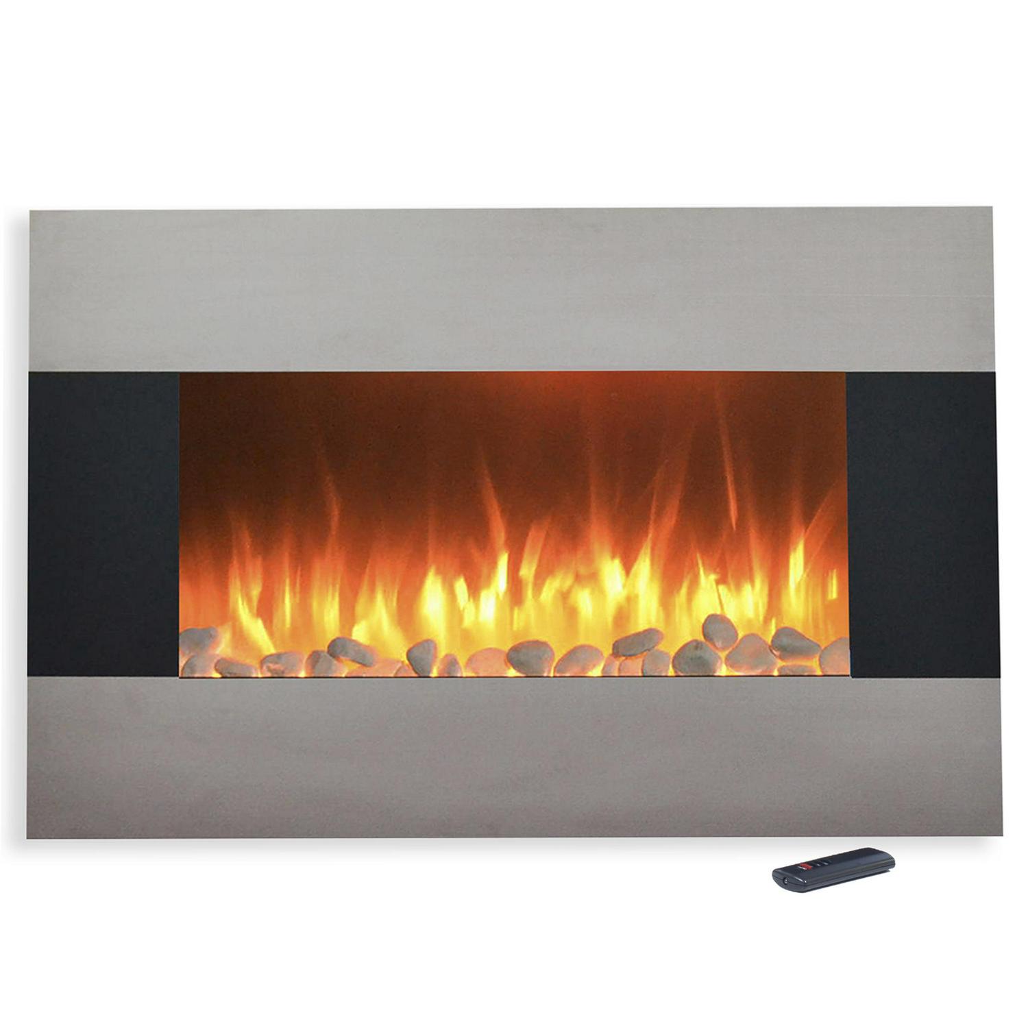 Northwest Stainless Steel 36 inch Wall Mounted Electric Fireplace