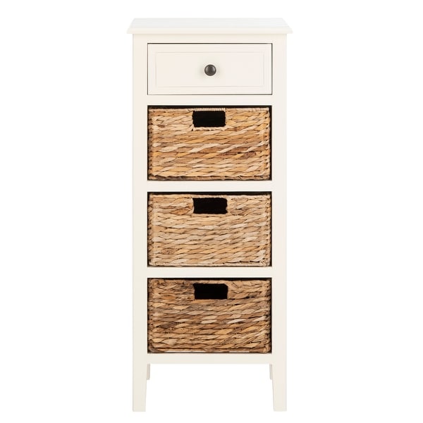 SAFAVIEH Michaela Distressed White 4-Drawer Storage Side Table - 15