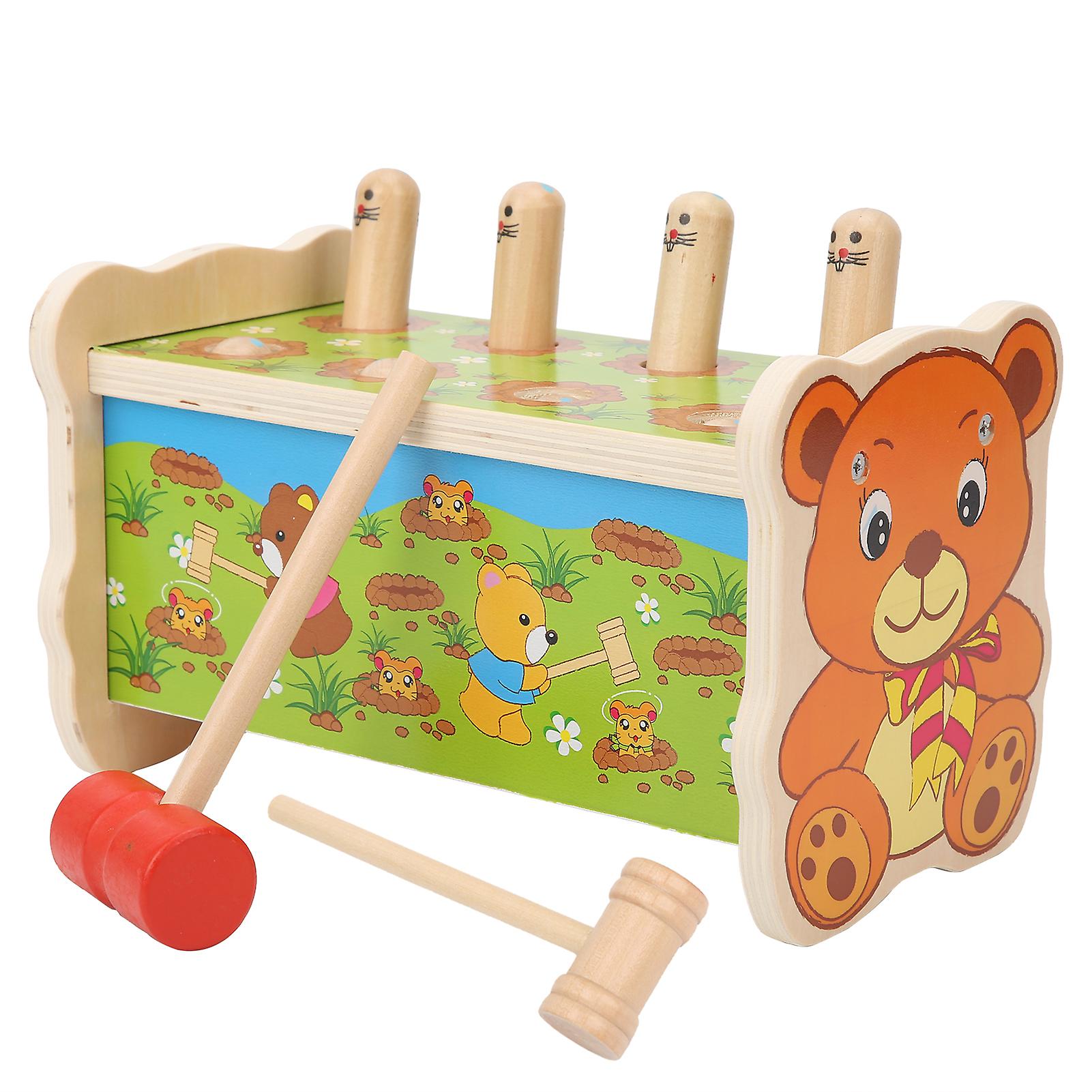 Wooden Hammer Toys Children Kid Educational Pounding Bench Hit Hamster Game Toy