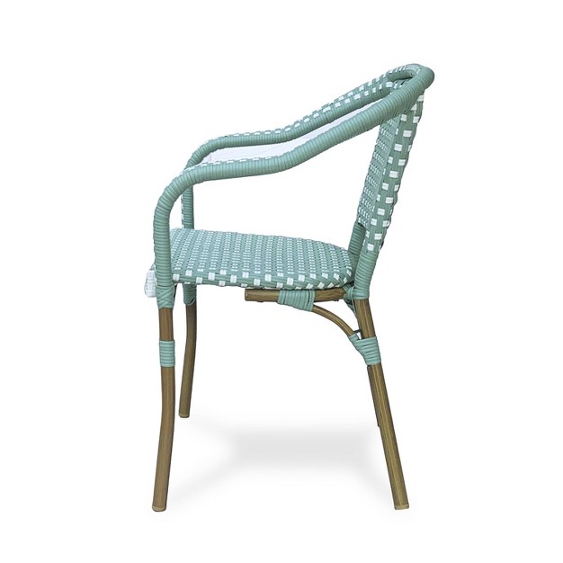 2pk Cecil Outdoor French Bistro Chairs Light Teal white Christopher Knight Home