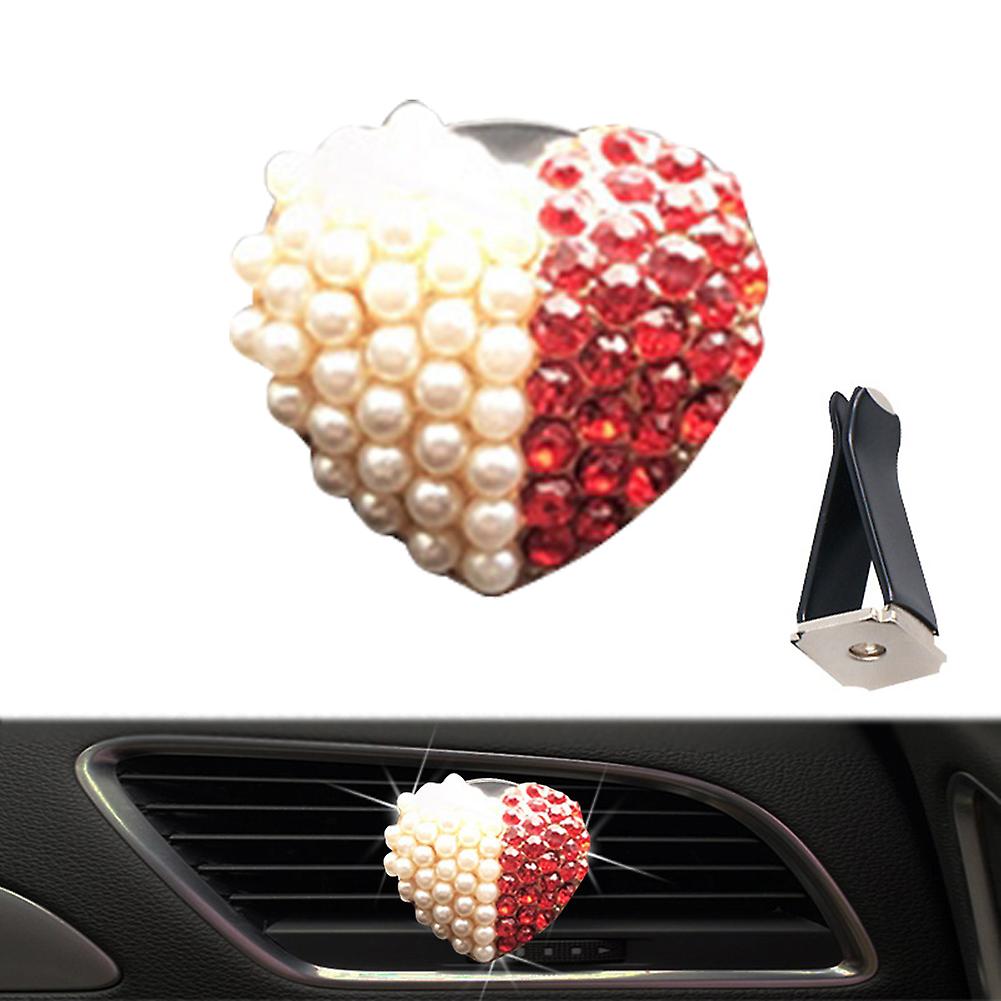 Car Air Vent Clip Charm Heart Shape Bling Crystal Car Fragrance Diffuser Vent Clip Rhinestone Oil Diffuser Vent Clip Car Freshener For Women Ladies Gi