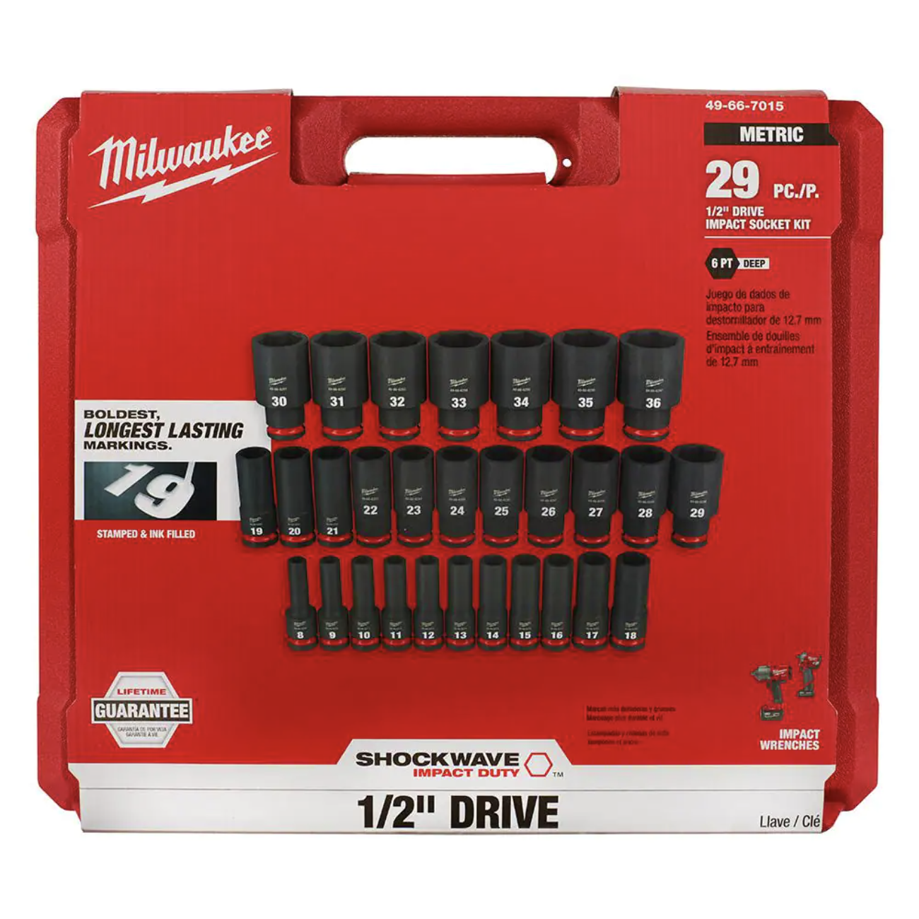 Milwaukee SHOCKWAVE 1/2 in. Drive Metric 6 Point Impact Socket Set (29-Piece)