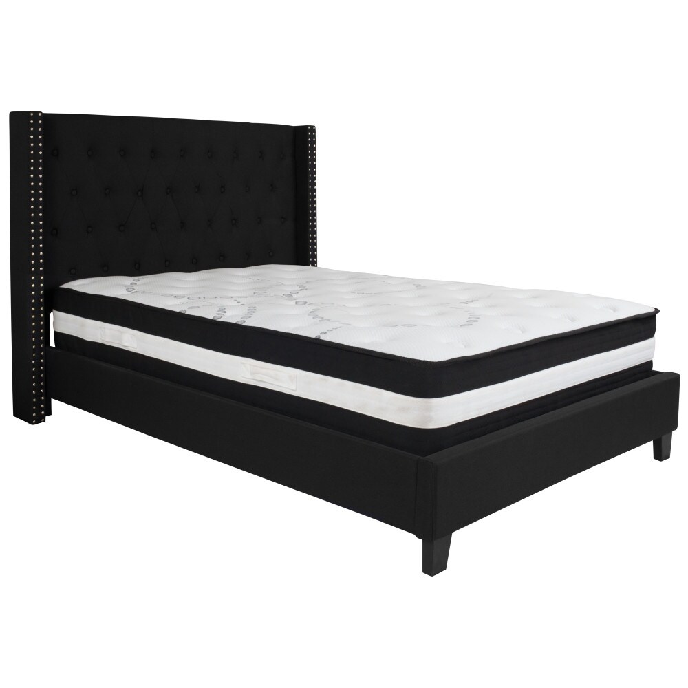 Tufted Upholstered Platform Bed with Pocket Spring Mattress