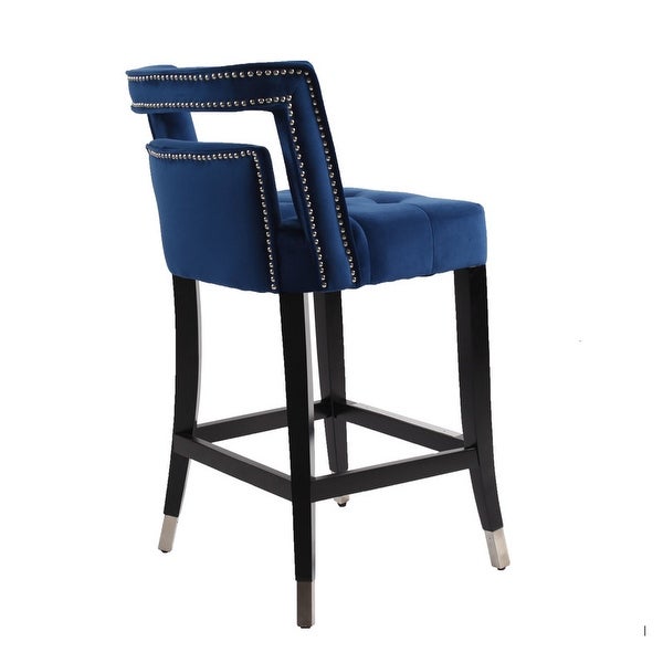 Suede Velvet Barstool with nailheads and backrest，Set of 2