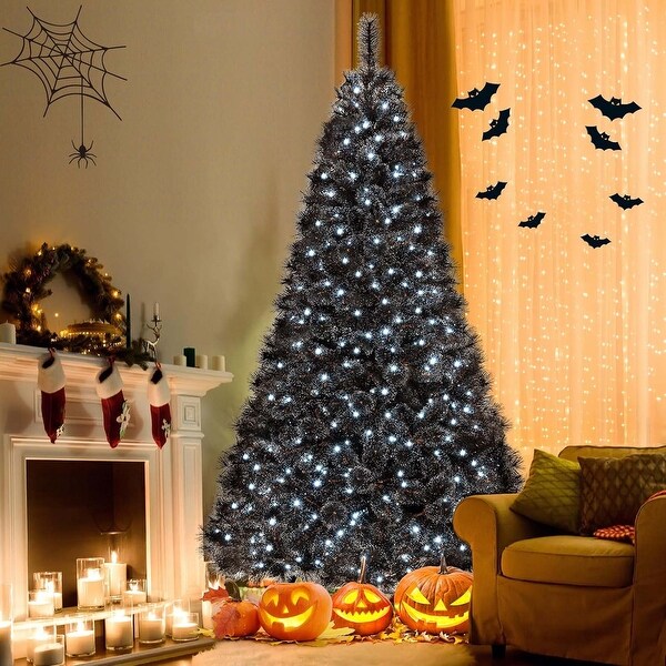 6/7/8 FT PreLit Black Halloween Christmas Tree Artificial Full Tree