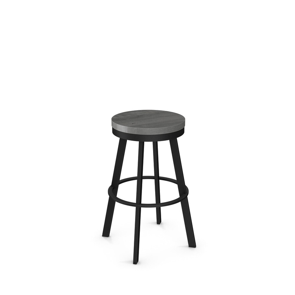 Amisco Warner Swivel Counter Stool with Distressed Wood Seat