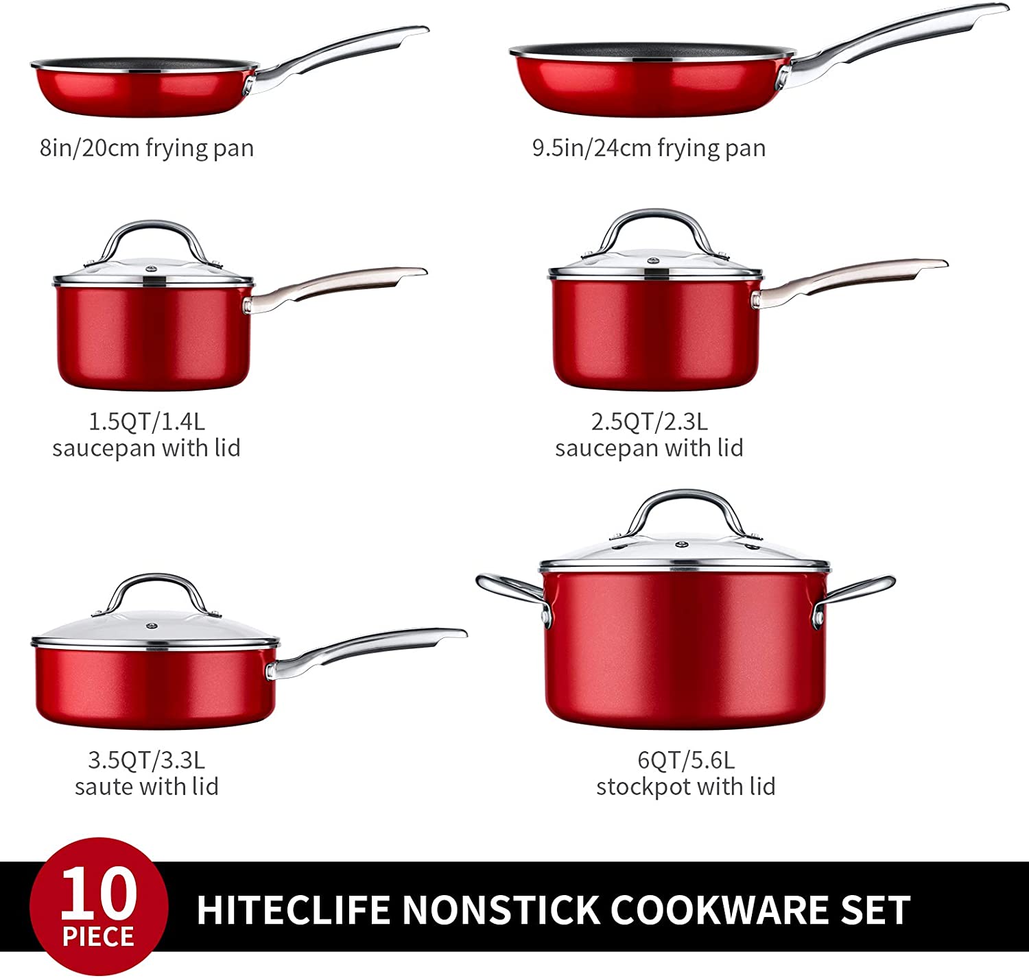 10 pieces Cookware Sets, Nonstick Pots and Pans Set