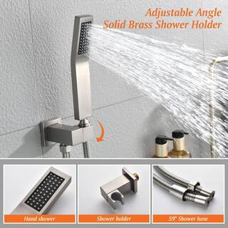 Satico Single-Handle Wall Mount Roman Tub Faucet with Hand Shower in Brushed Nickel SS88026DA